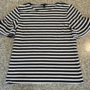 J. Crew ruffled sleeve cotton jersey striped tee size xs